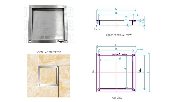 AISI304L Decorative Smartdrain Urinal Trap Cover